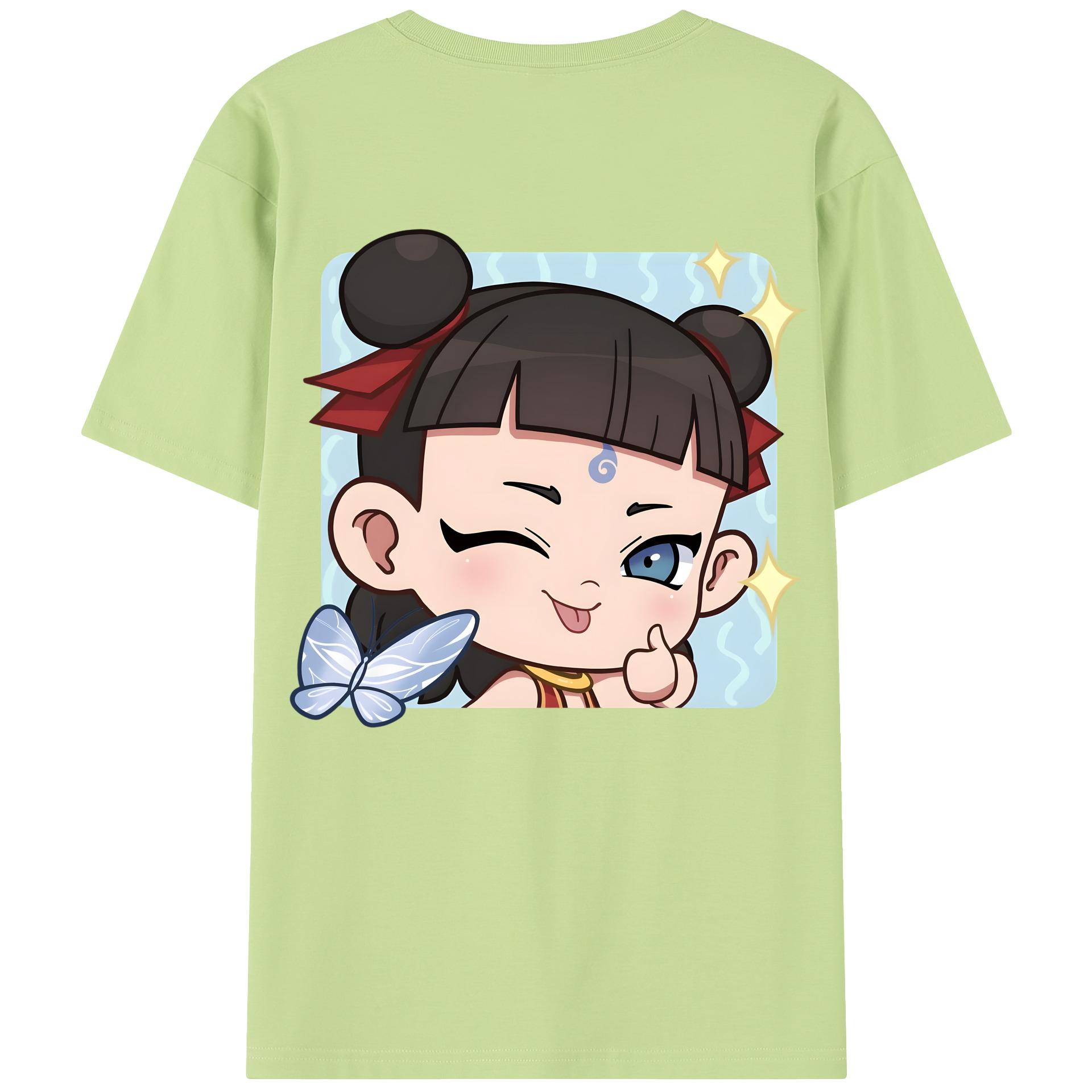（画像用） Ne Zha 2 ナタ 魔童の大暴れ 綿100％半袖Tシャツ（背面プリント）